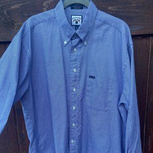 Faconnable Mens Button Down 100% Cotton Casual Dress Shirt Blue & White Check XL